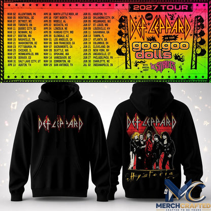 Def Leppard & Goo Goo Dolls 2027 Tour Black Rock Band Hoodie