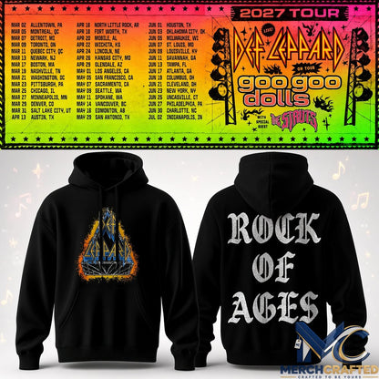 Def Leppard & Goo Goo Dolls 2027 Tour Black Rock Band Hoodie