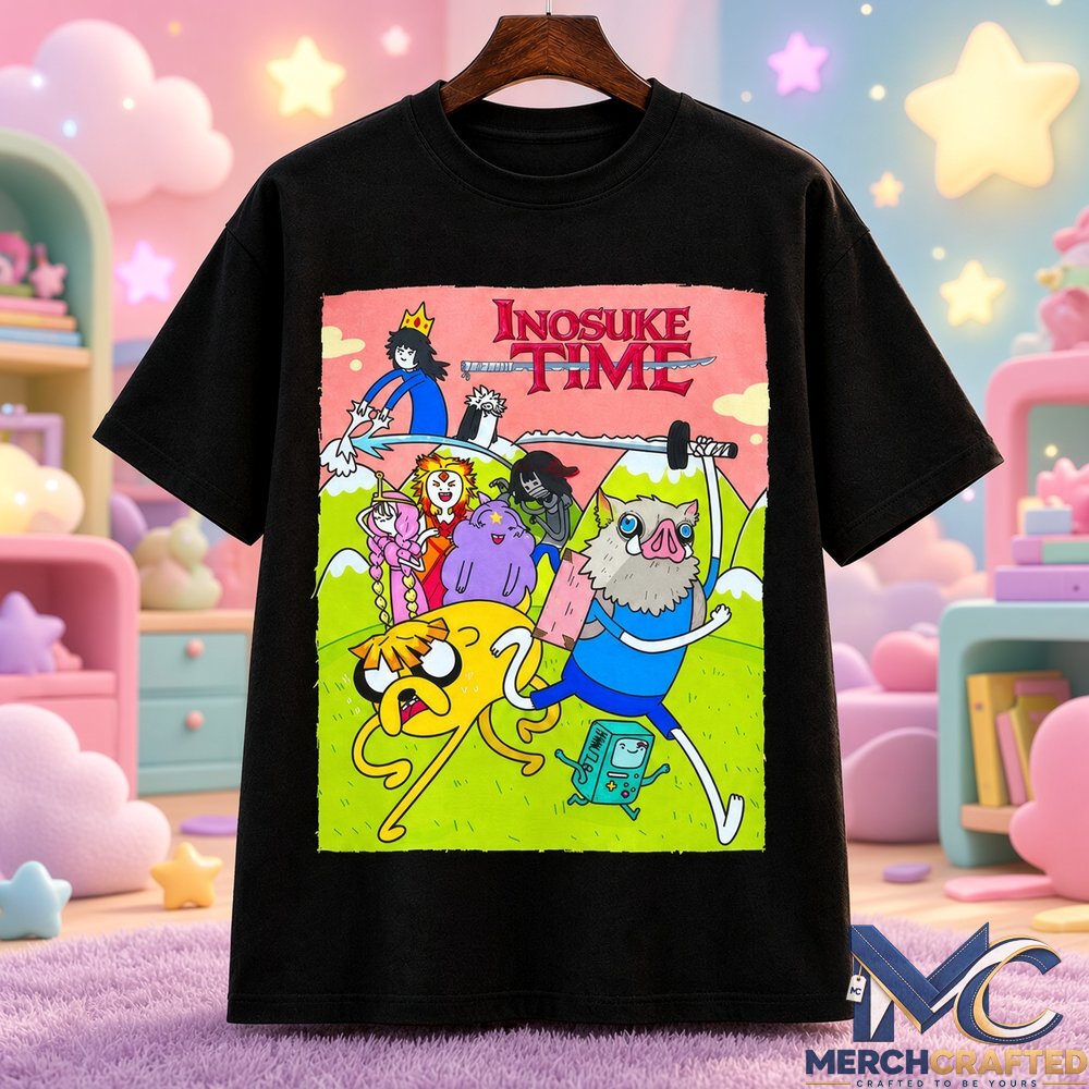 Demon Slayer x Adventure Time Inosuke Time Shirt  Funny Anime Crossover Graphic Tee for Fans