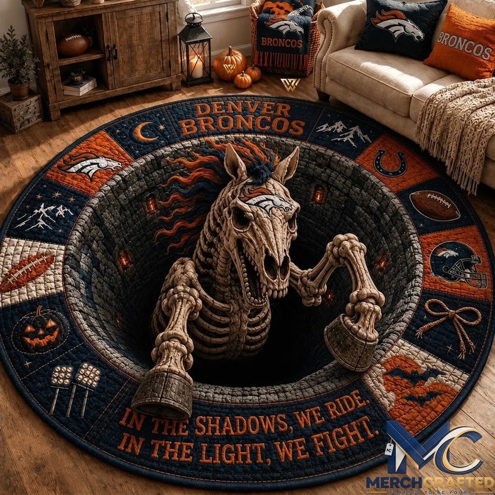 Denver Broncos 2026 Monster Halloween Limited Edition Quilted Round Rug