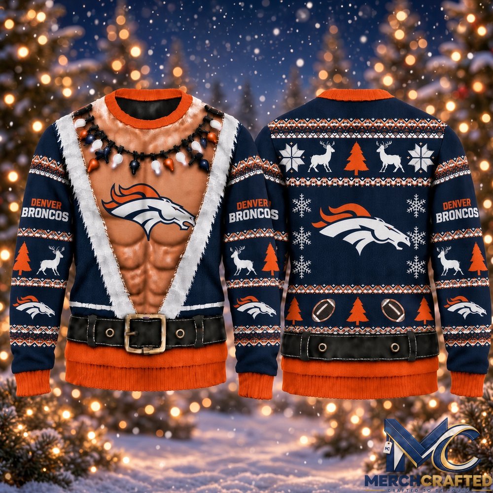 Denver Broncos Funny Body 2026 Ugly Christmas Sweater  Football Christmas Graphic Sweater for Broncos Fans