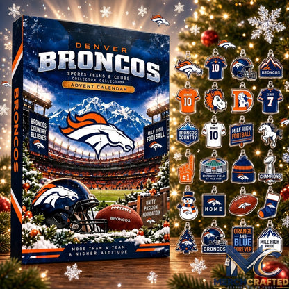 Denver Broncos NFL 24 Day Christmas Advent Calendar with Collectible Football Ornaments Gift Set