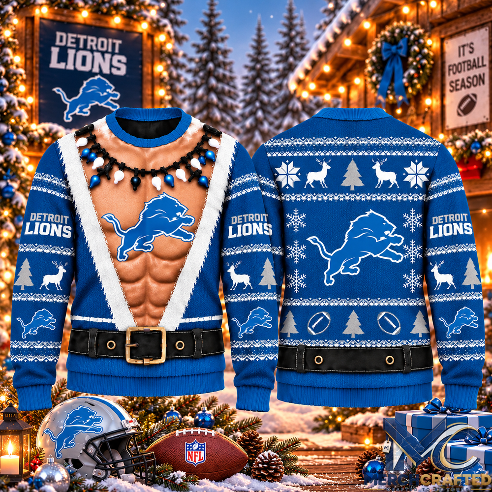 Detroit Lions Funny Body Ugly Christmas Sweater Football Fan Holiday Gift