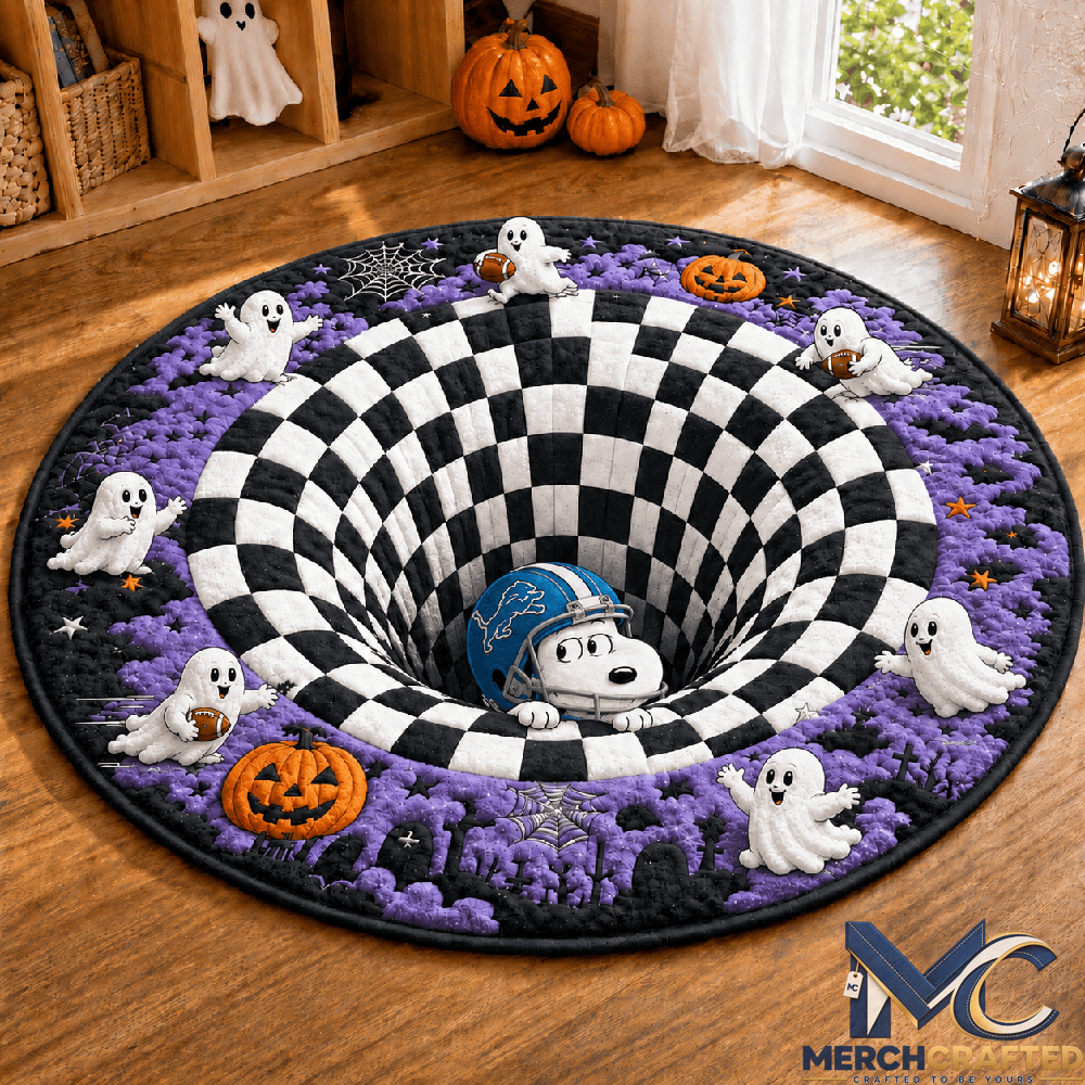 Detroit Lions x Snoopy 2026 Halloween Limited Edition Quilted Round Rug