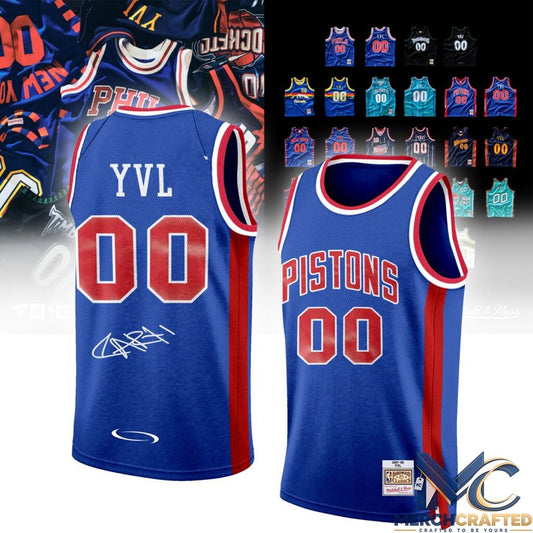 Detroit Pistons Hardwood Classics Blue Basketball Jersey