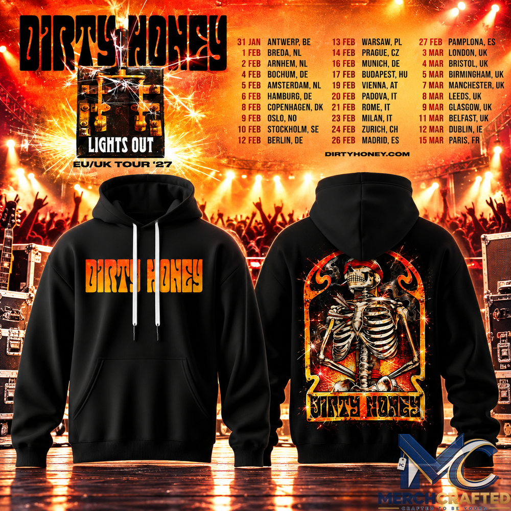 Dirty Honey Lights Out EU UK Tour 2027 Skeleton Premium Hoodie