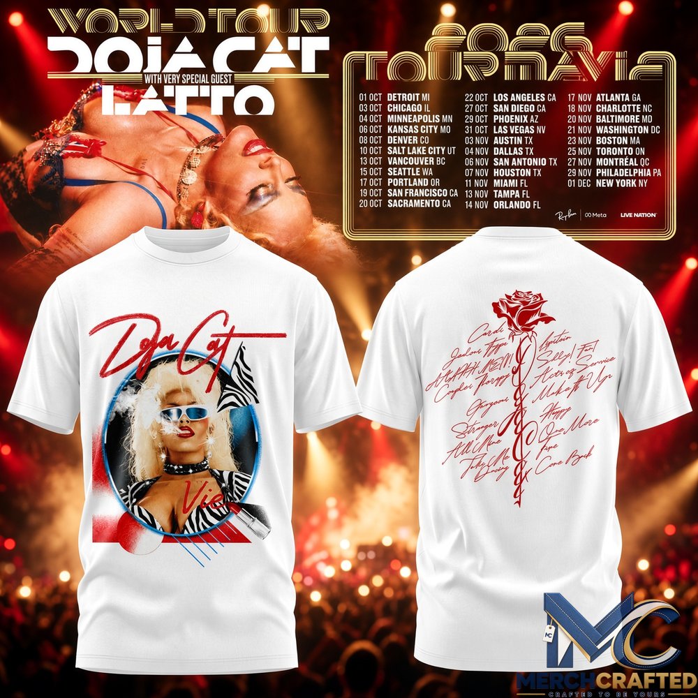 Doja Cat Ma Vie World Tour 2026 T-Shirt Latto Special Guest Concert Tee