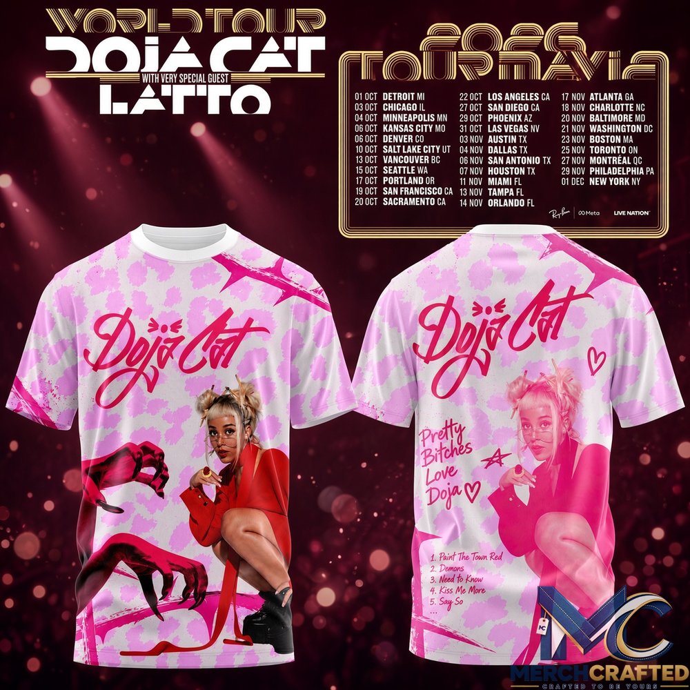 Doja Cat Tournavia World Tour 2026 Bootleg T-Shirt Latto Special Guest