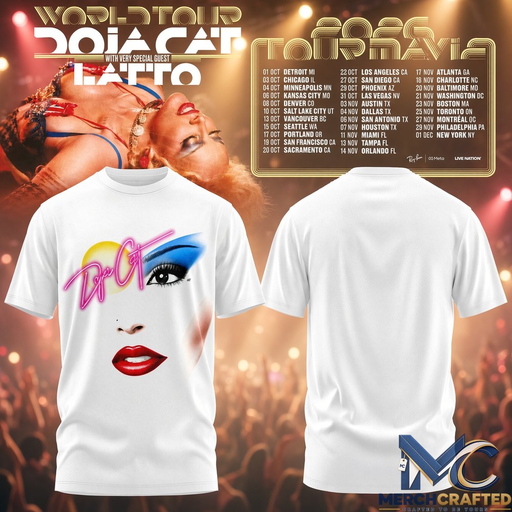 Doja Cat Tournavia World Tour 2026 T-Shirt America Tour Latto Concert Tee