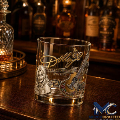 Dolly Parton 80th Anniversary Whiskey Glass