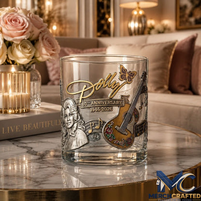 Dolly Parton 80th Anniversary Whiskey Glass