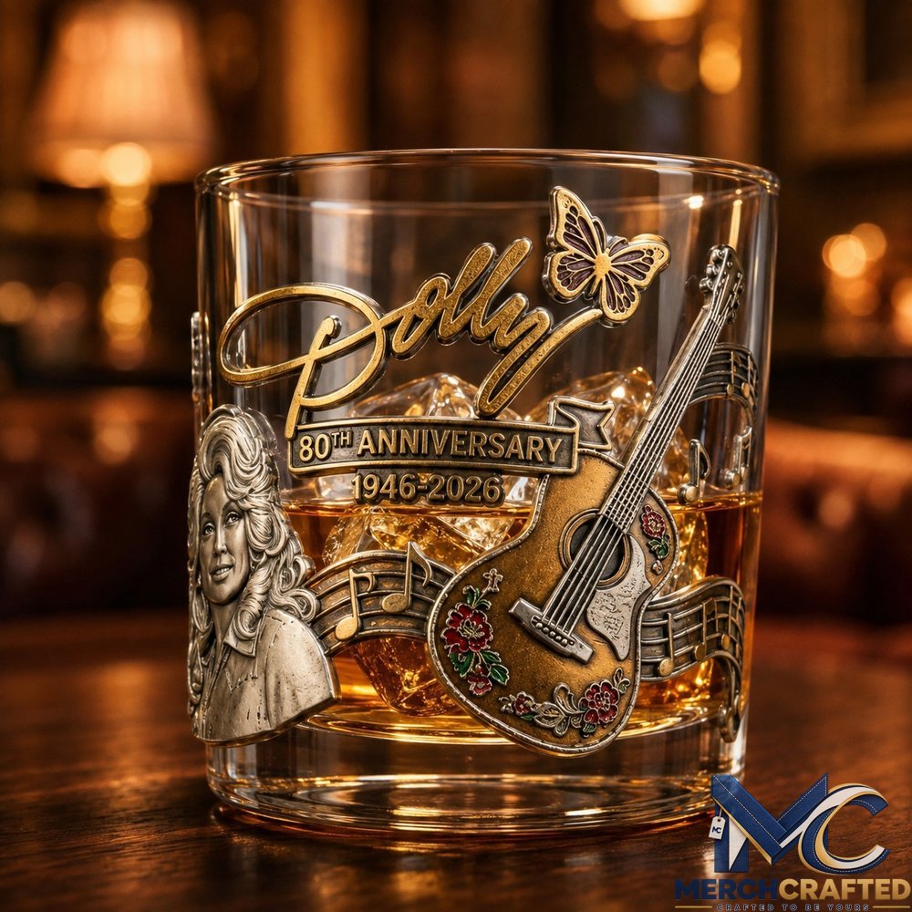 Dolly Parton 80th Anniversary Whiskey Glass