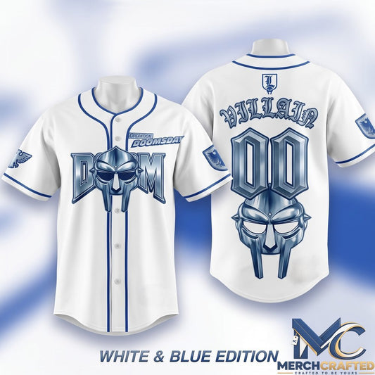 Dr Doom Doomsday Blue Baseball Jersey