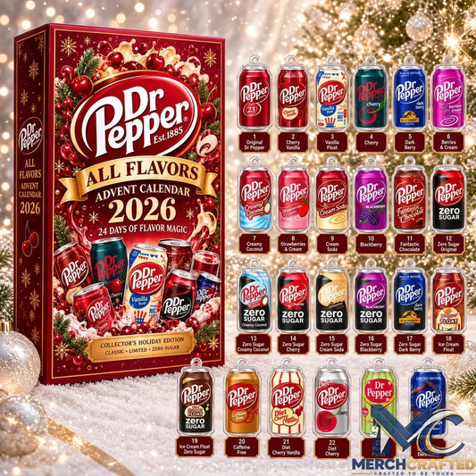 Dr Pepper All Flavors 2026 Christmas Advent Calendar 24 Days Collectible Soda Can Ornaments Gift Set