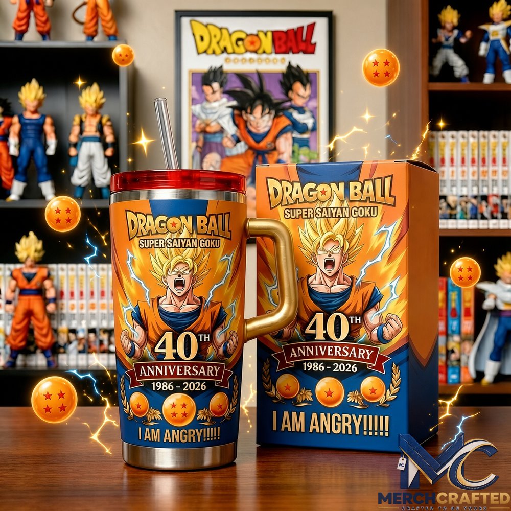 Dragon Ball Kakarot 40th Anniversary Tumbler Super Saiyan Goku 1986 to 2026 Cup with Gift Box