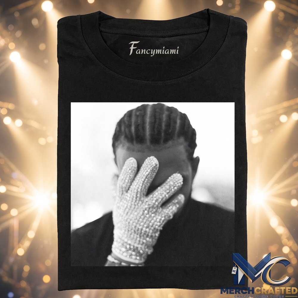 Drake Rhinestone Glove Covering Eye T-Shirt  Vintage Black and White Music Graphic Tee for Drake Fans