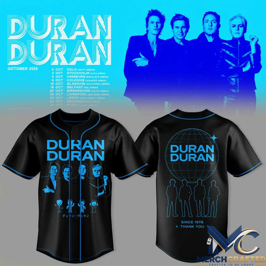 Duran Duran October 2026 Tour Baseball Jersey