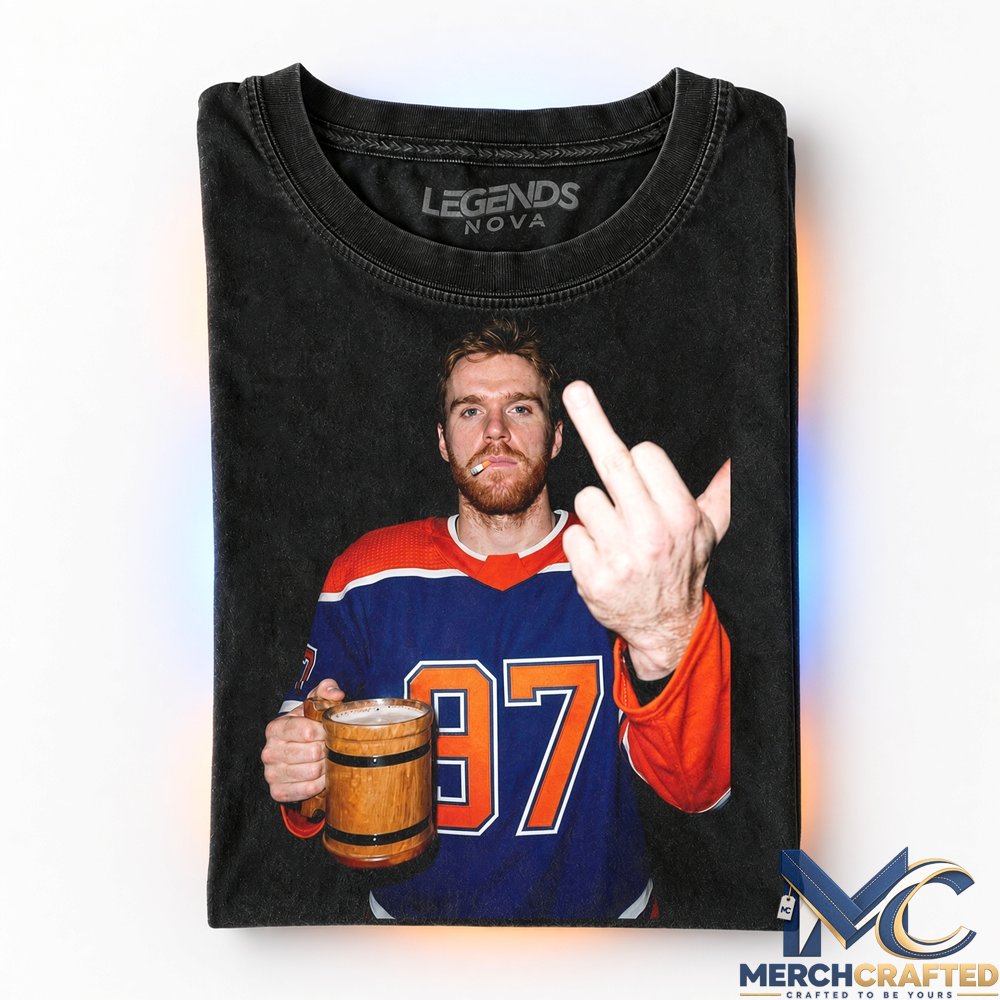 Edmonton Oilers x Connor McDavid Drinking Middle Finger Tee