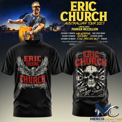 Eric Church Australian Tour 2027 T-Shirt Melbourne Sydney CMC Rocks Tee