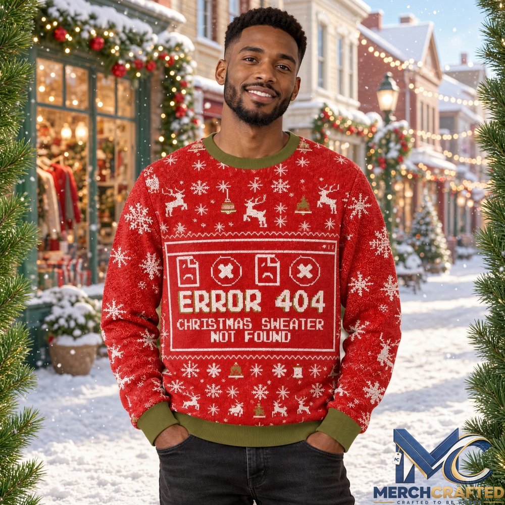 Error 404 Ugly Christmas Sweater Christmas Sweater Not Found Holiday Knit Pullover Unisex