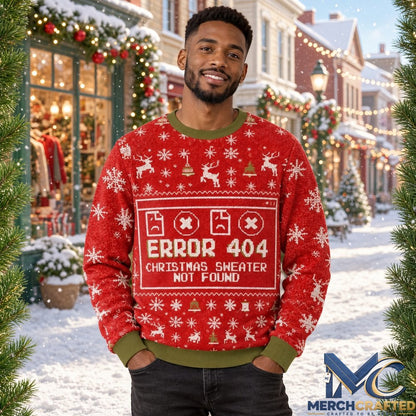 Error 404 Ugly Christmas Sweater Christmas Sweater Not Found Holiday Knit Pullover Unisex