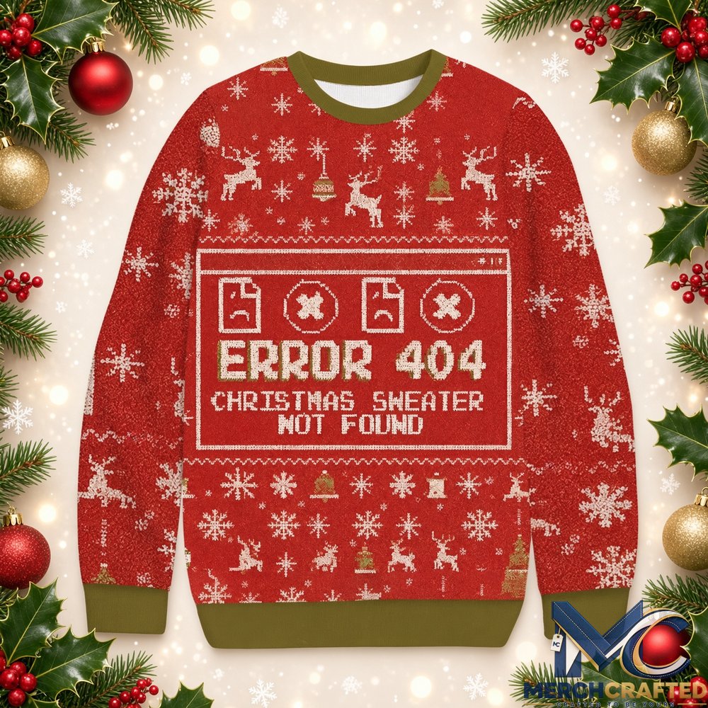 Error 404 Ugly Christmas Sweater Christmas Sweater Not Found Holiday Knit Pullover Unisex