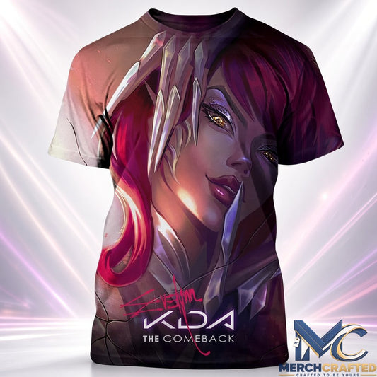 Evelynn KDA The Comeback Arcane League Of Legends Graphic T Shirt Purple Tee