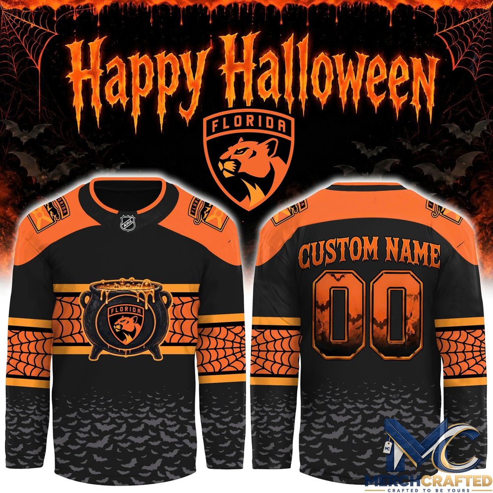 Florida Panthers Halloween 2026 Custom Hockey Jersey – Cauldron x Spiderweb Design