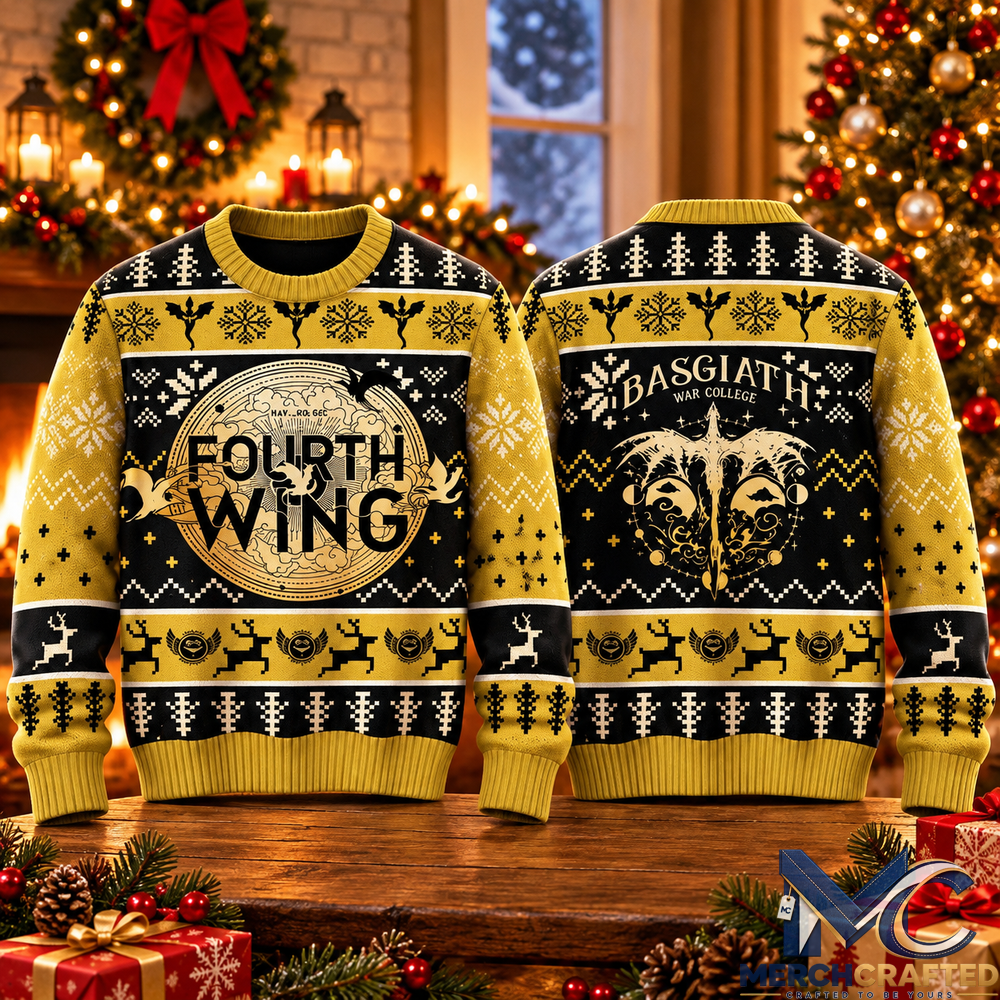 Fourth Wing Basgiath War College Christmas Ugly Sweater Dragon Rider Holiday Sweater