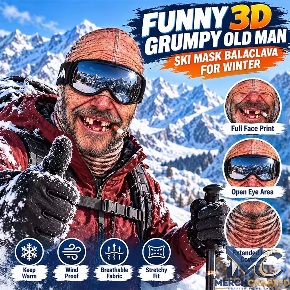 Funny Grandpa Face Ski Mask