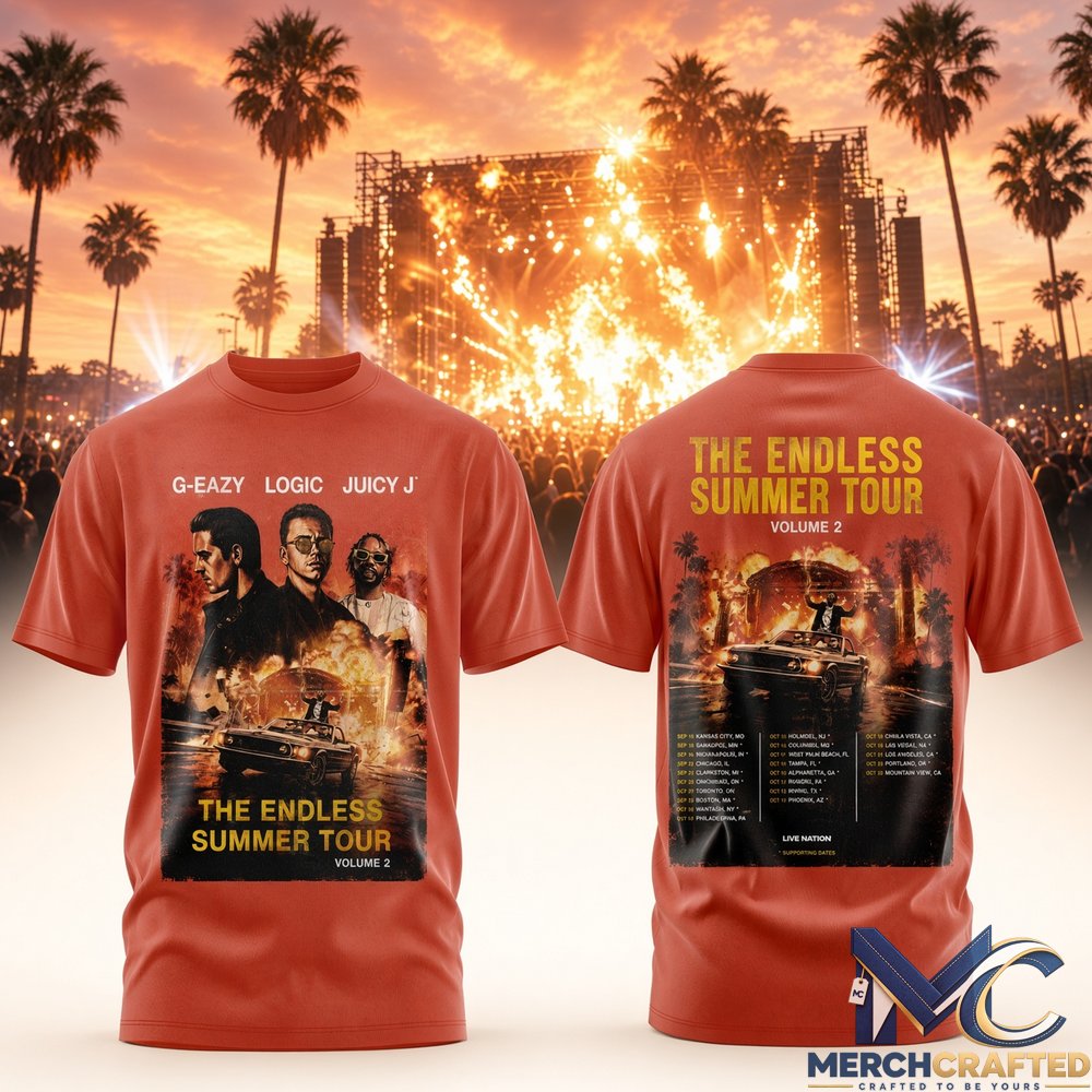 G-Eazy The Endless Summer Tour Volume 2 2026 T-Shirt Logic Juicy J Concert Merch