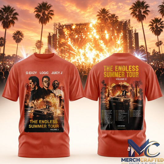 G-Eazy The Endless Summer Tour Volume 2 2026 T-Shirt Logic Juicy J Concert Merch