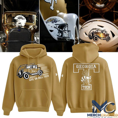 Georgia Tech Yellow Jackets Football Ramblin’ Wreck “Give ’Em Hell Tech” Hoodie