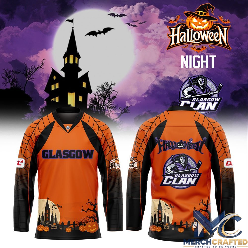 Glasgow Clan Halloween Night 2026 Custom Hockey Jersey – Haunted House Design