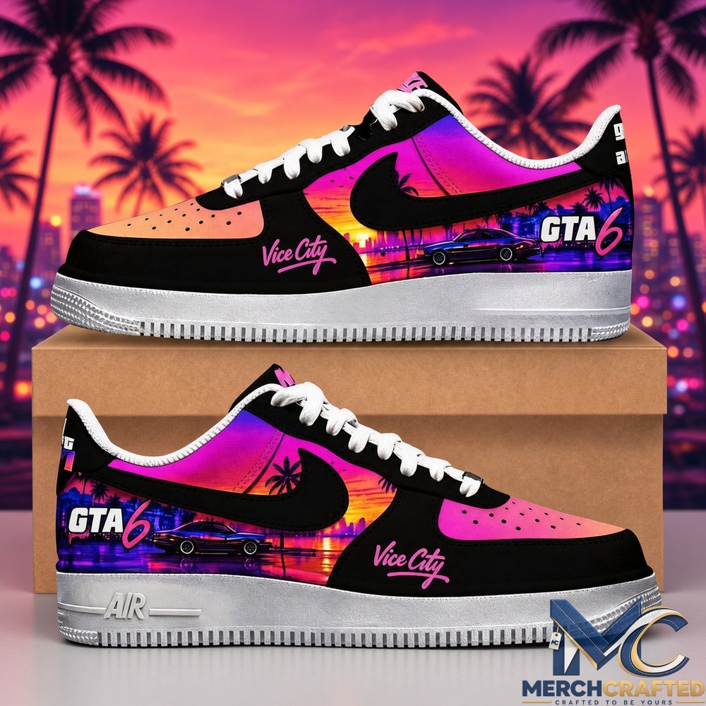 Grand Theft Auto VI Game Inspired Sneakers  Vice City Neon Shoes for Gaming Fans