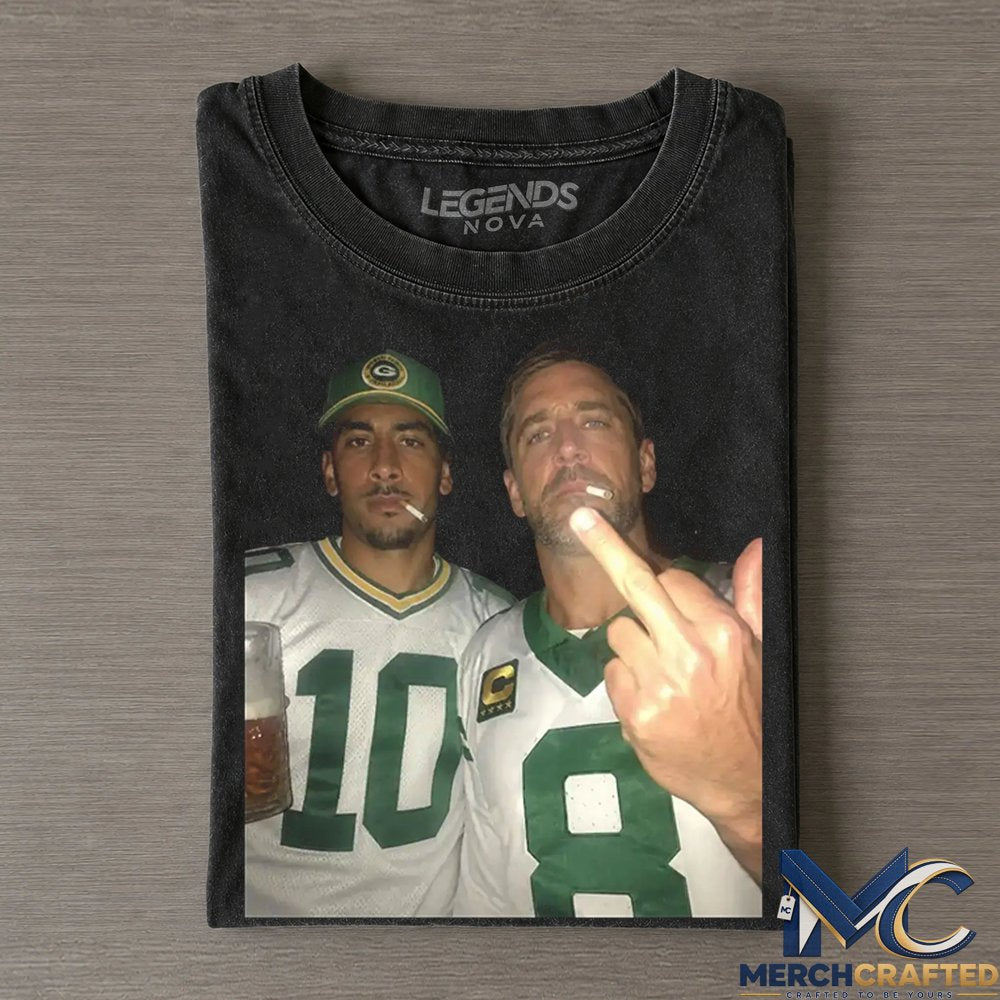 Green Bay Packers Jordan Love x Josh Jacobs Drinking x Middle Finger T-Shirt