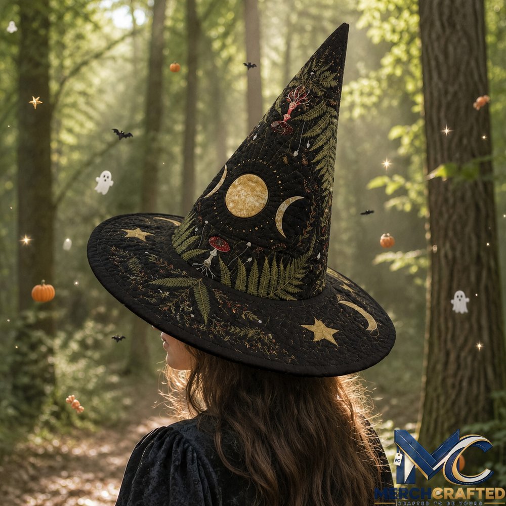 Halloween 2026 Dark Forest Mushroom Limited Quilted Witch Hat Black Costume Hat