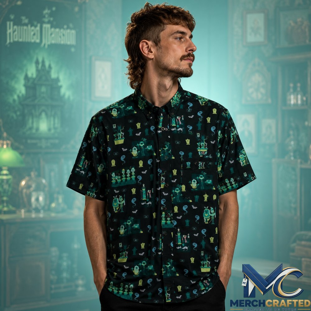 Haunted Mansion Grim Grinning Graveyard Halloween 2026 Hawaiian Shirt  Ghost Print Button-Up for Fans
