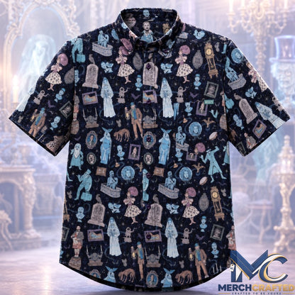 Haunted Mansion Room for One More Halloween 2026 Hawaiian Shirt  Ghost Character Print Button-Up