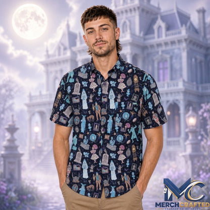Haunted Mansion Room for One More Halloween 2026 Hawaiian Shirt  Ghost Character Print Button-Up