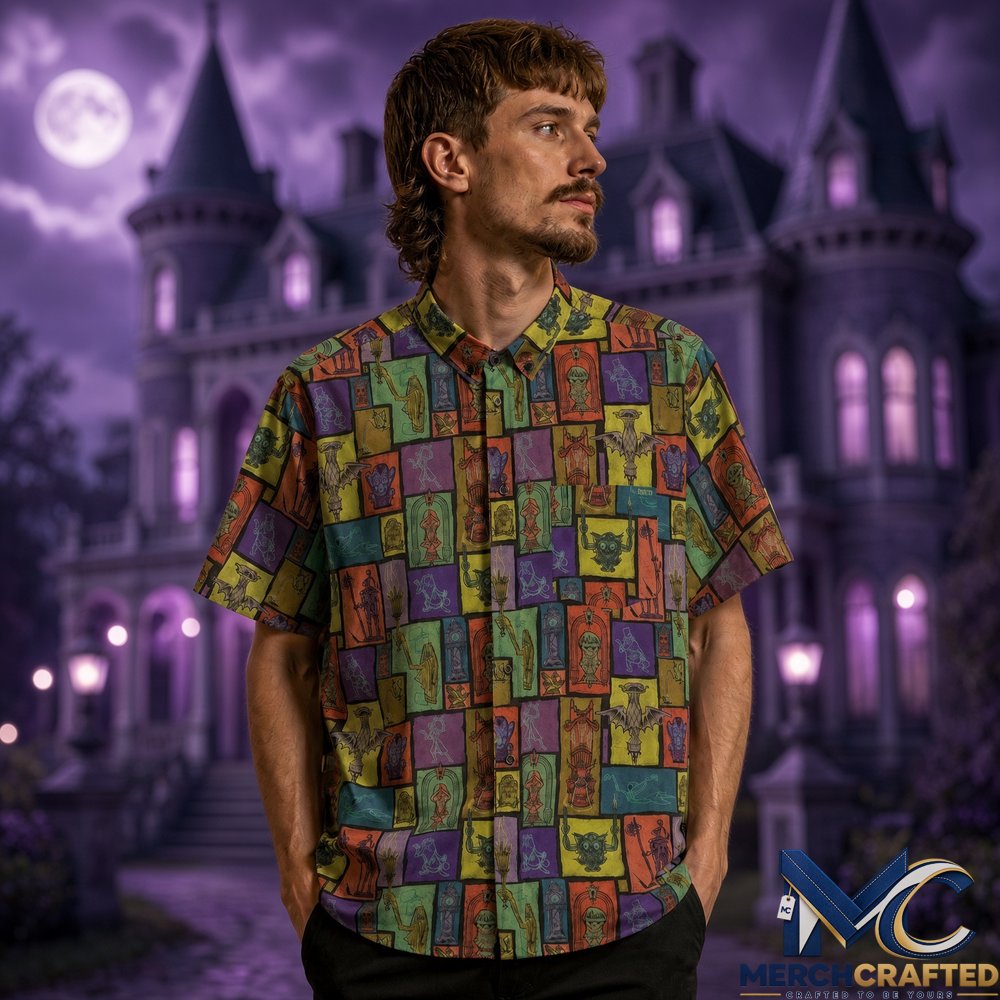 Haunted Mansion Scary Concept Halloween 2026 Hawaiian Shirt  Color Mosaic Ghost Print Button-Up