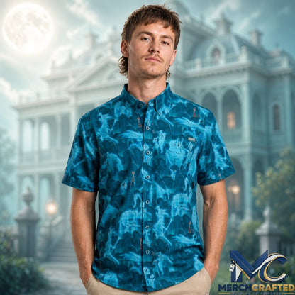 Haunted Mansion Spirit Soiree Halloween 2026 Hawaiian Shirt  Glow Ghost Print Button-Up for Disney Fans