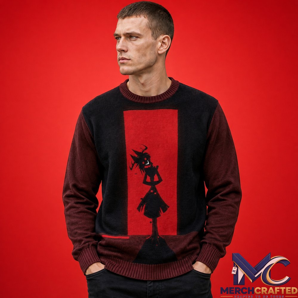 Hazbin Hotel Alastor Smile Ugly Sweater 2026  Radio Demon Knit for Hazbin Hotel Fans