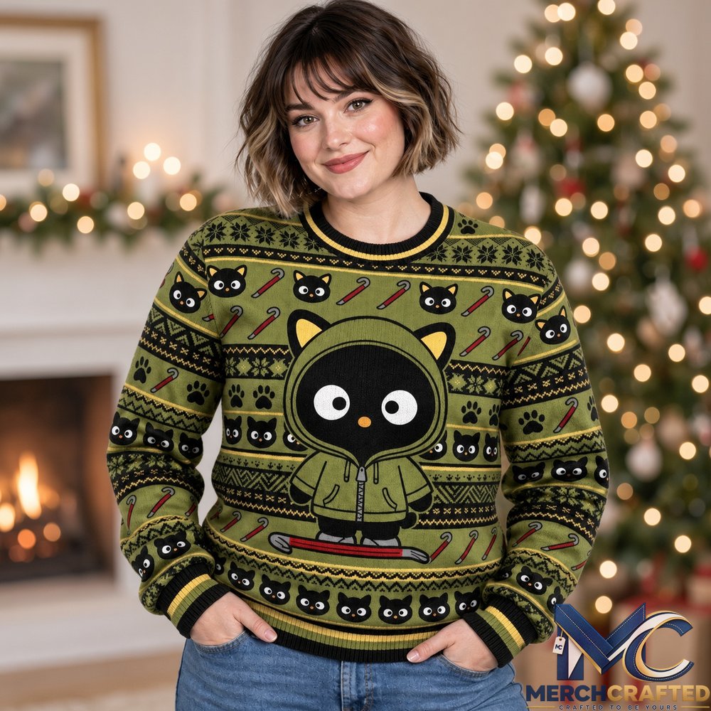 Hello Kitty And Friends Sanrio x The Boys Chococat As Hughie Ugly Sweater  Green Holiday Knit for Fans