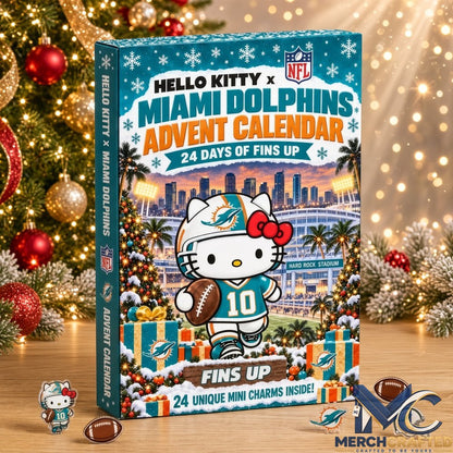 Hello Kitty Miami Dolphins NFL Advent Calendar 2026 24 Days of Mini Charms Christmas Gift for Fans