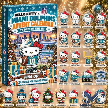 Hello Kitty Miami Dolphins NFL Advent Calendar 2026 24 Days of Mini Charms Christmas Gift for Fans