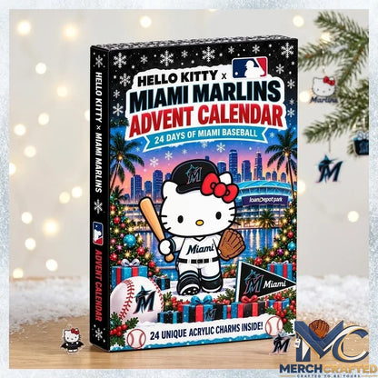 Hello Kitty Miami Marlins Advent Calendar 2026 24 Day Christmas Countdown Acrylic Charms Collectible Gift for Baseball Fans