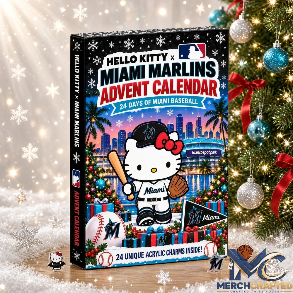 Hello Kitty Miami Marlins MLB Advent Calendar 2026 24 Days of Acrylic Charms Christmas Gift for Baseball Fans