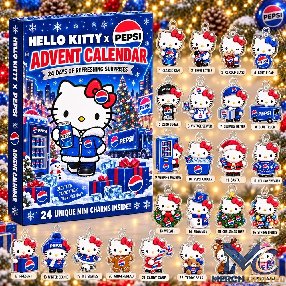 Hello Kitty Pepsi Advent Calendar 2026 Limited Edition 24 Day Christmas Countdown Mini Charms Collectible Gift for Fans