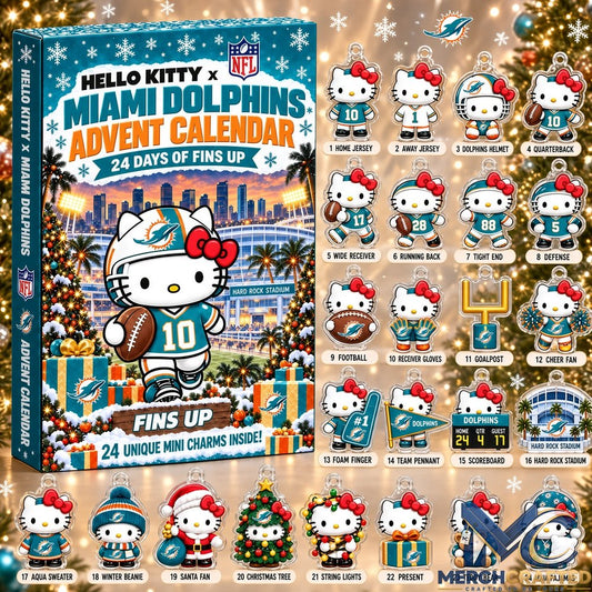 Hello Kitty x Miami Dolphins 2026 Christmas Advent Calendar 24 Days Of Fins Up